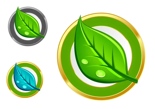 Grönt blad ikoner — Stock vektor