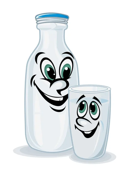 Produtos lácteos e garrafa de leite — Vetor de Stock
