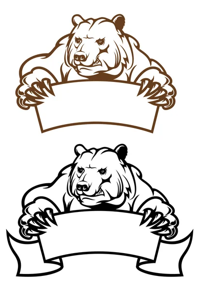 Urso kodiak selvagem com bandeira — Vetor de Stock