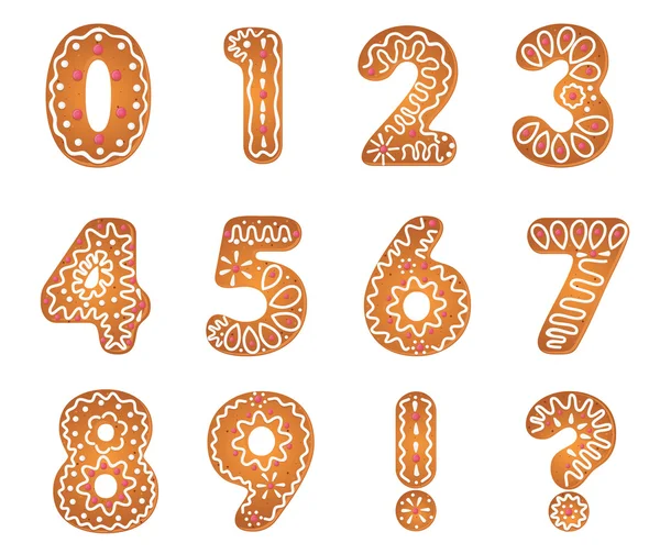 Gingerbread digits — Stock Vector