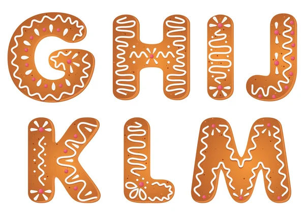 Gingerbread alphabet letters — Stock Vector