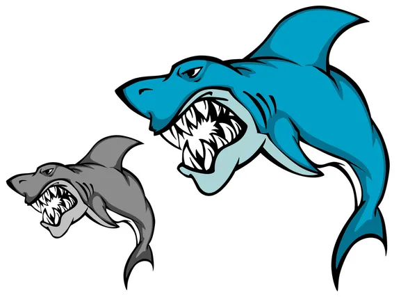 Tubarão de perigo com dente afiado — Vetor de Stock