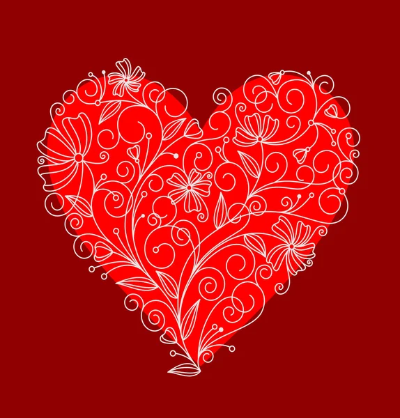 Kırmızı çiçek kalp — Stok Vektör