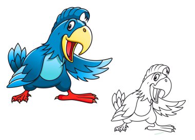 Blue cartoon parrot clipart