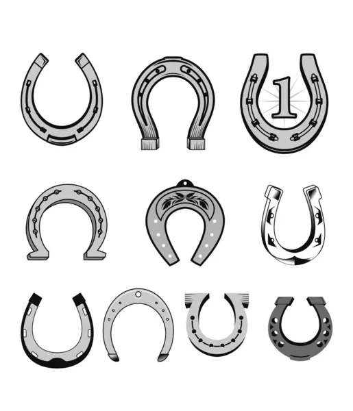 Set of horseshoes elements — Stock Vector