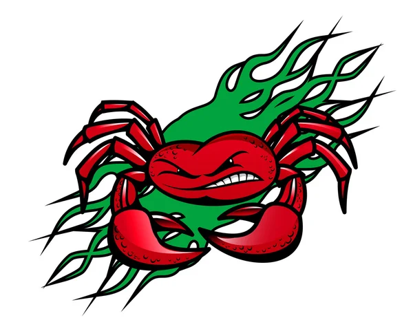 Angry crab tattoo — Stock Vector