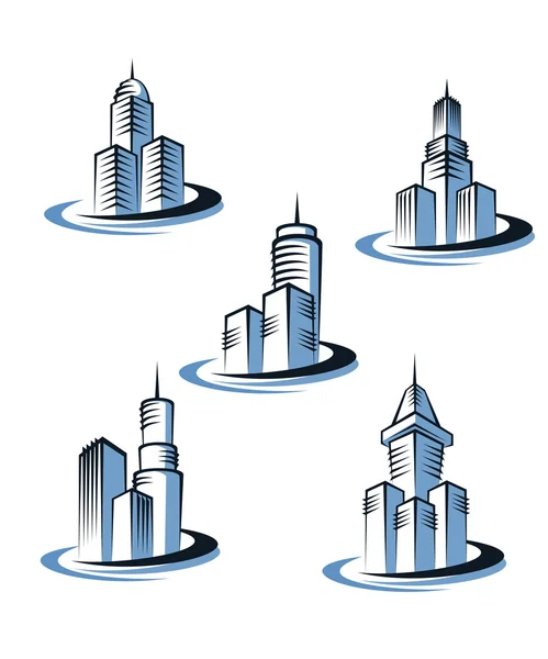 Felhőkarcolók szimbólumok — Stock Vector