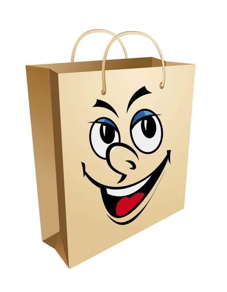 笑顔のショッピング バッグ — ストックベクタ