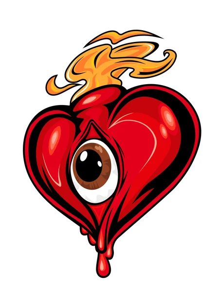 Coeur rouge avec oeil — Image vectorielle