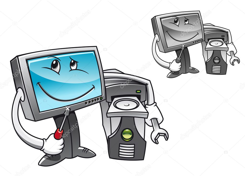 Computer with tools for repair service concept