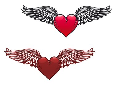 Vintage heart with wings clipart