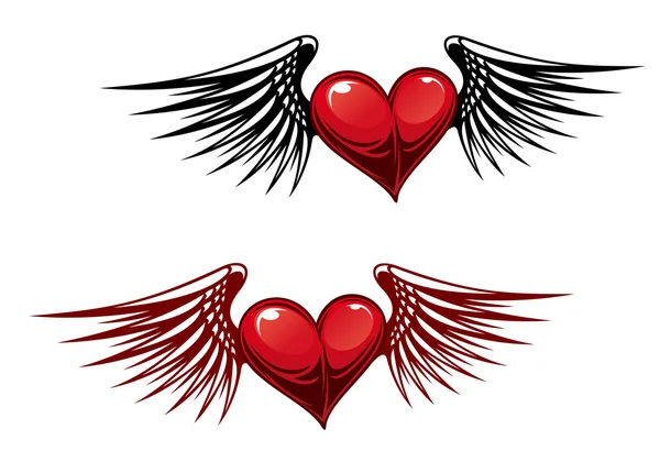 Vintage heart with wings — Stock Vector