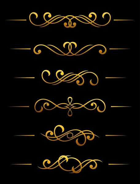 Golden vintage dividers and borders — Stock Vector