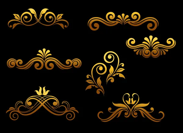Golden vintage elements and borders — Stock Vector
