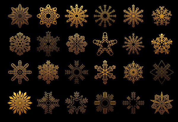 Set of golden snowflakes — Stock Vector