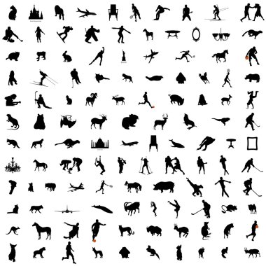 Set of collage silhouette clipart