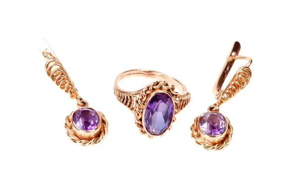 Anello e orecchino di gioielli — Foto Stock