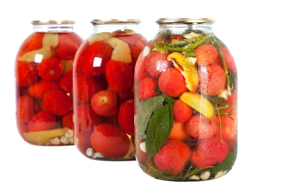 stock image Red tomatoes in a glass jar