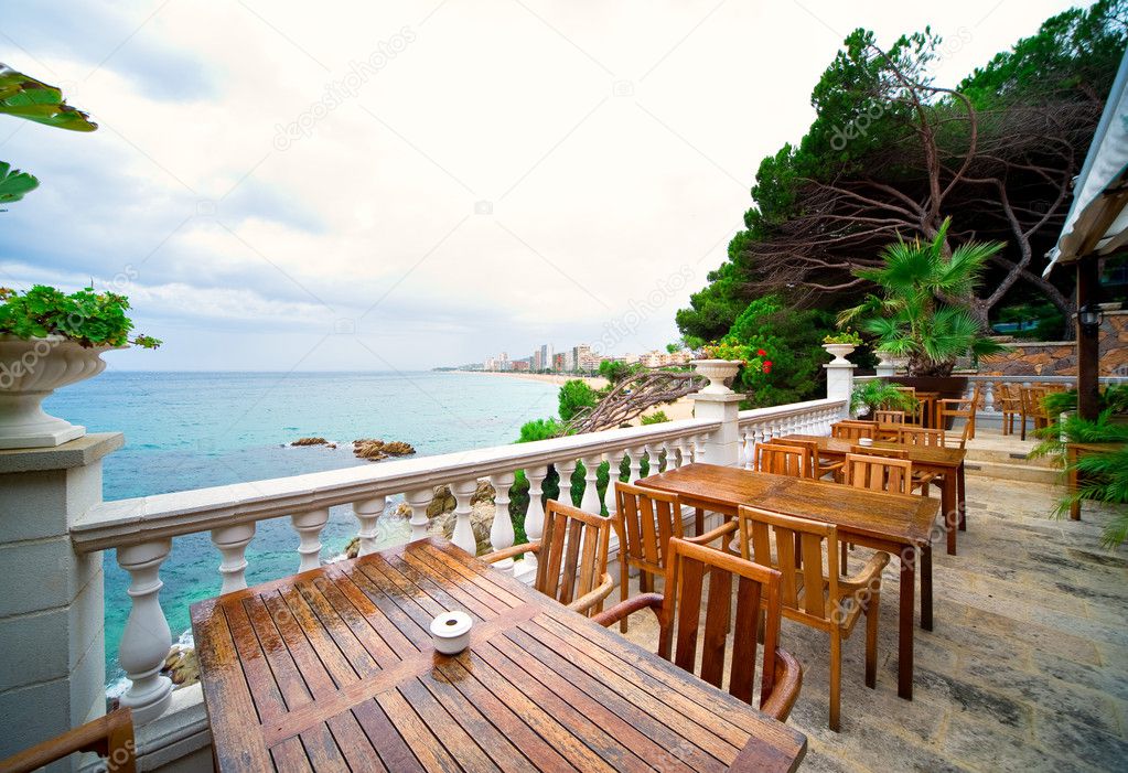 Summer cafe near the mediterranean sea