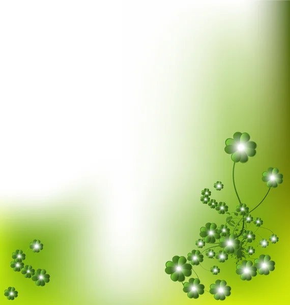 Πράσινο floral φόντο με φώτα — Διανυσματικό Αρχείο
