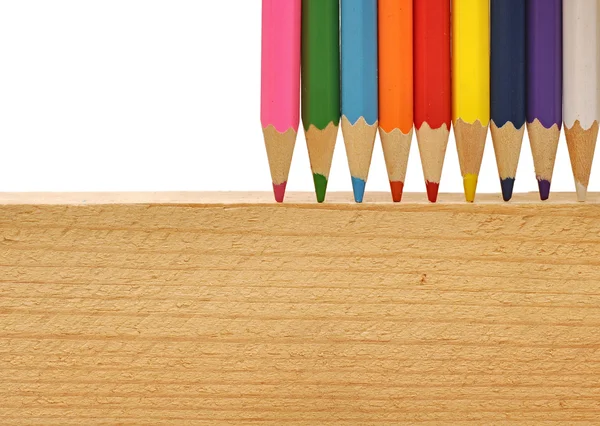 Színes ceruza, fa háttér — Stock Fotó