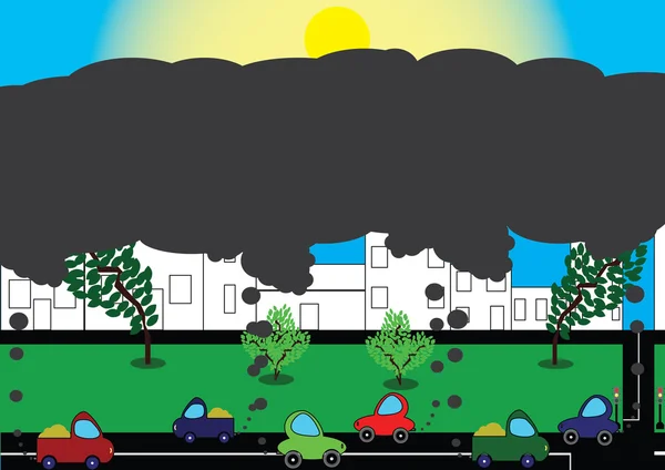 Pollution de l'environnement par le gaz combustible d'une voiture — Image vectorielle