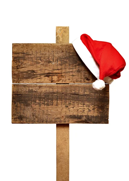 Road sign with Santa's hat — Stock Photo, Image
