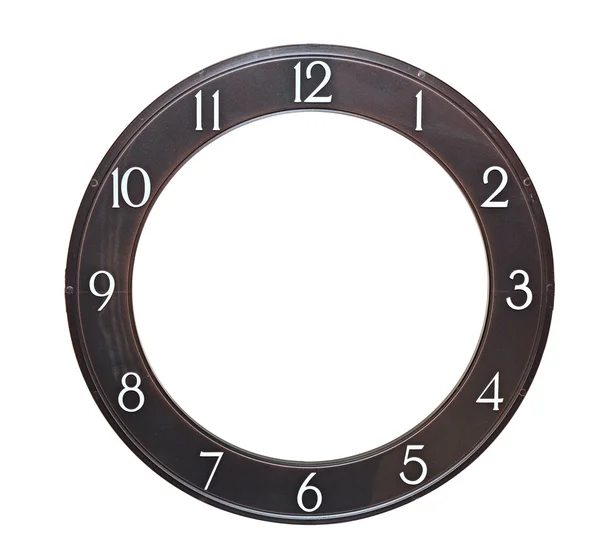 Horloge ronde face sur fond blanc — Photo