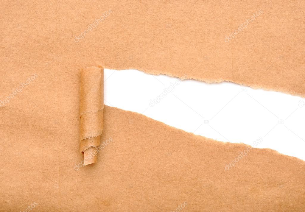Brown package paper torn