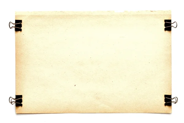 Старые бумажные листы с зажимами — стоковое фото