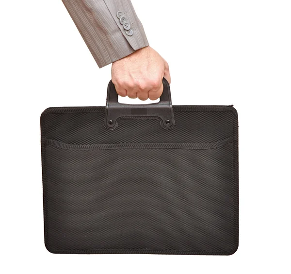 Крупный план держания бизнесмена за руку с портфелем — стоковое фото