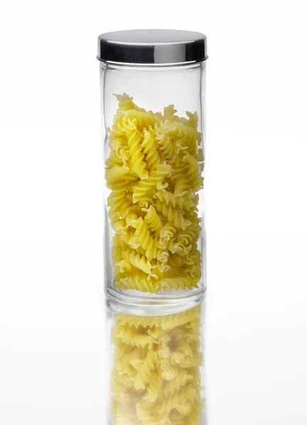 Pasta in a glass jarr — Stock Photo, Image
