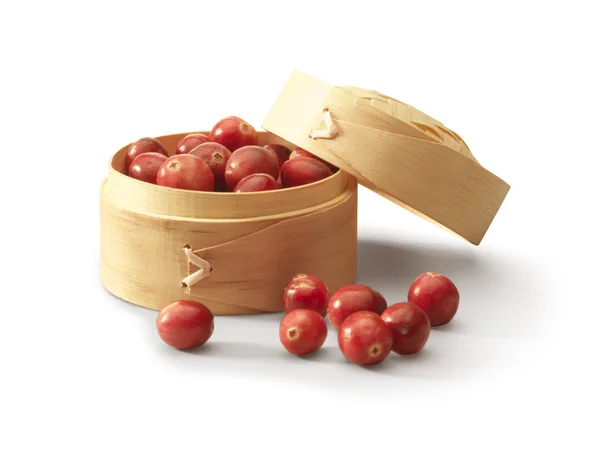 Caixa com cranberries — Fotografia de Stock