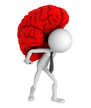 Businessman carrying brain on his shoulders clipart