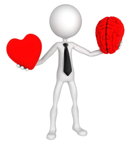 Difficult choice. Businessman balance Heart And Mind — Stock Photo, Image