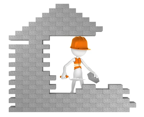 Builder building a house — Stock Photo, Image