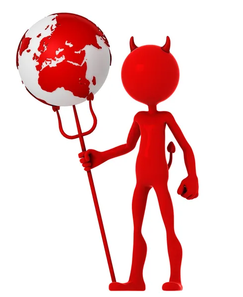 Devil hold earth globe — Stock Photo, Image