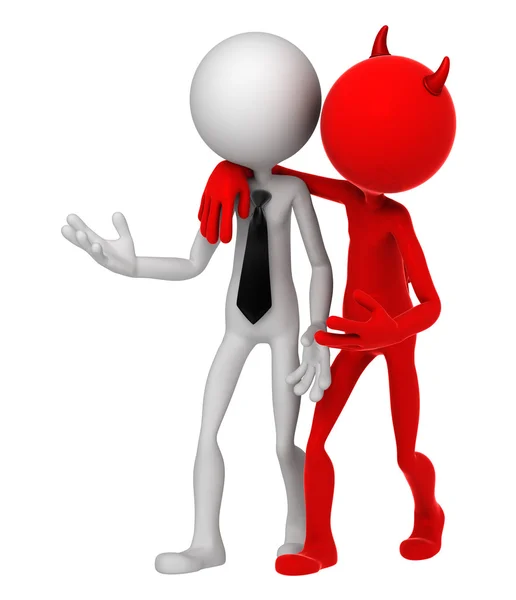 Devil whispering to Businessman. Unfair business metaphor — Stock Photo, Image