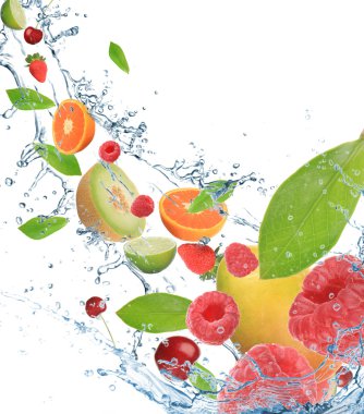 Fresh fruit in motion clipart