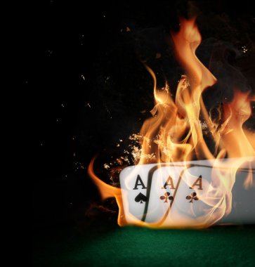 Cards in fire clipart