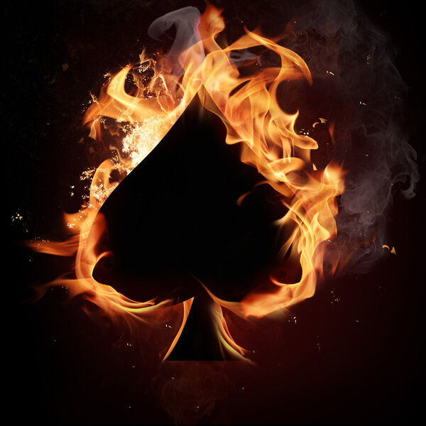 Card symbol in fire