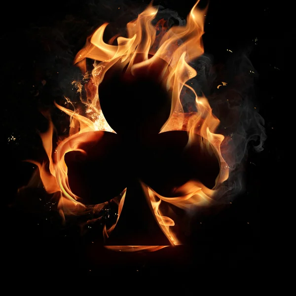 Símbolo do cartão no fogo — Fotografia de Stock