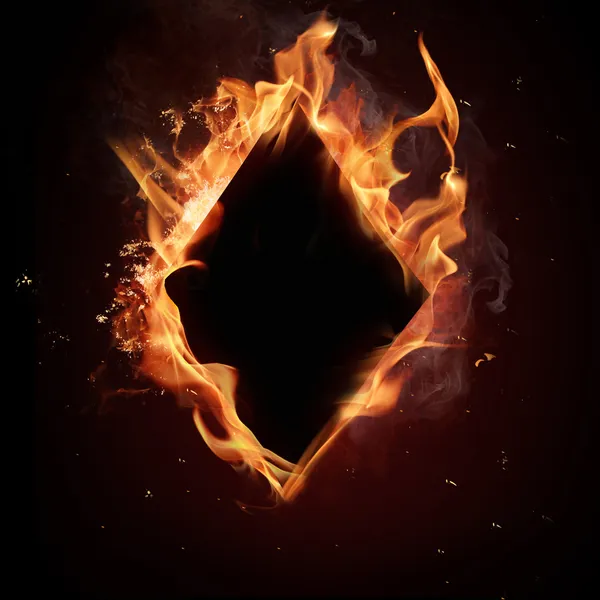 Kartensymbol im Feuer — Stockfoto