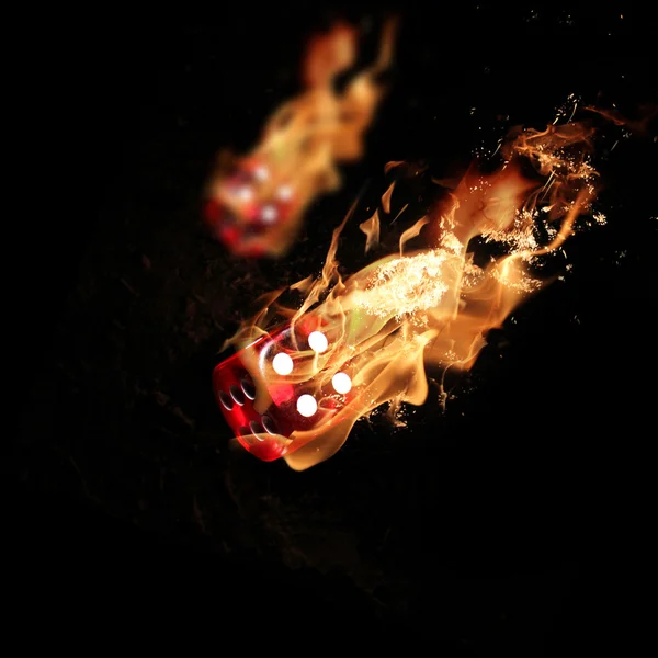 Dices in fire — Stock Photo, Image