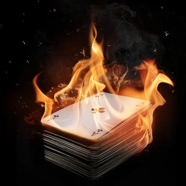 Cards in fire — Stock Photo, Image