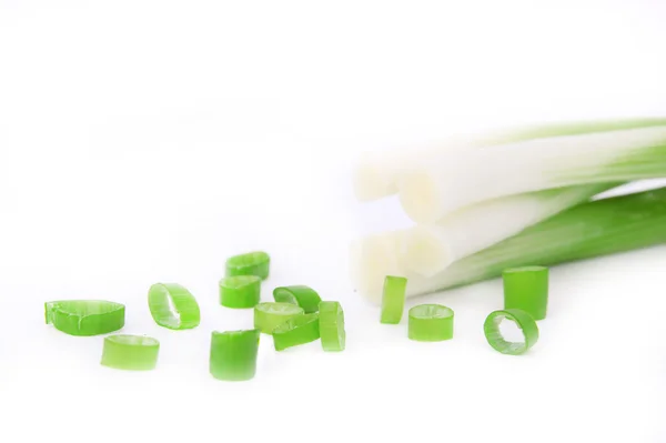 Fresh spring onion on white — Stock Photo, Image