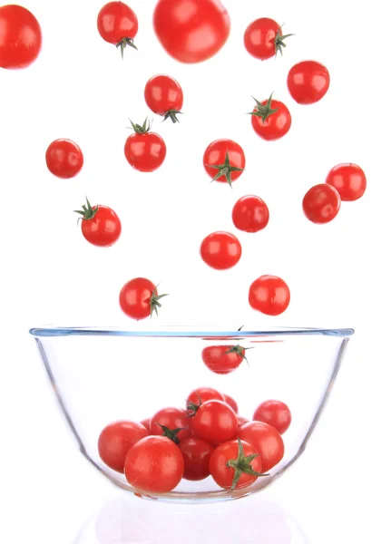 Cherry tomatoes in motion — Stock Photo, Image
