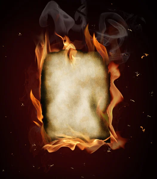 Gamla brinnande papper — Stockfoto
