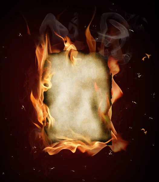 Papel velho em chamas — Fotografia de Stock