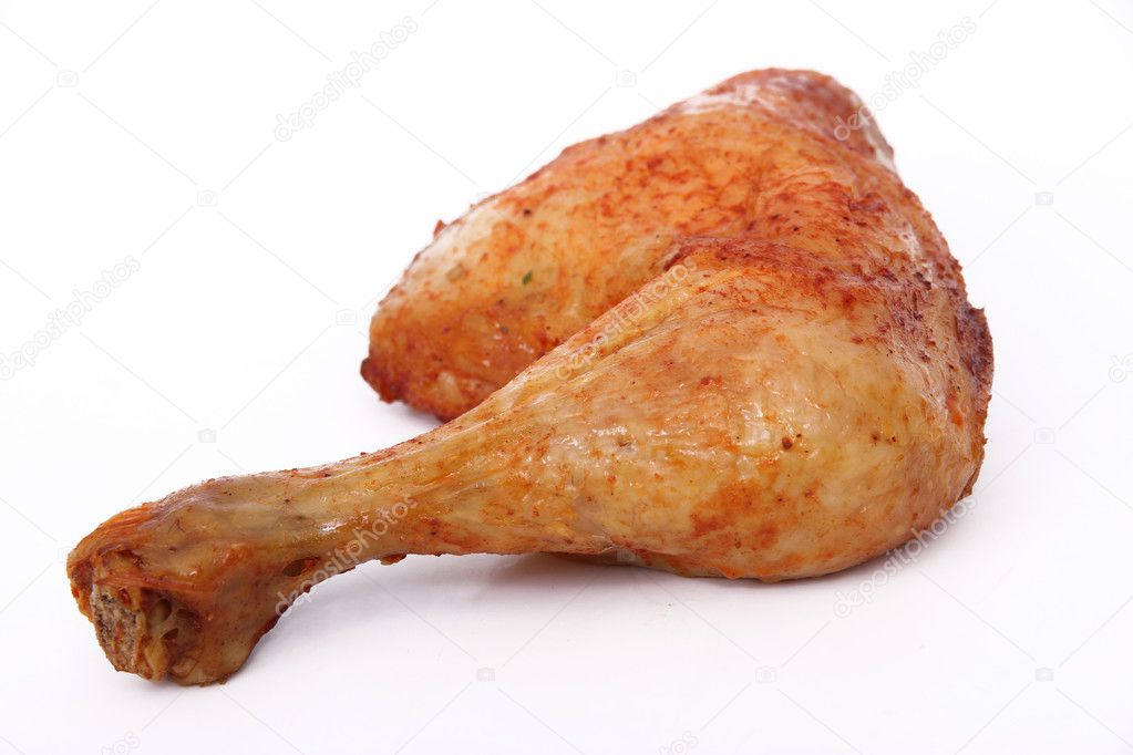 Chicken leg isolated on white